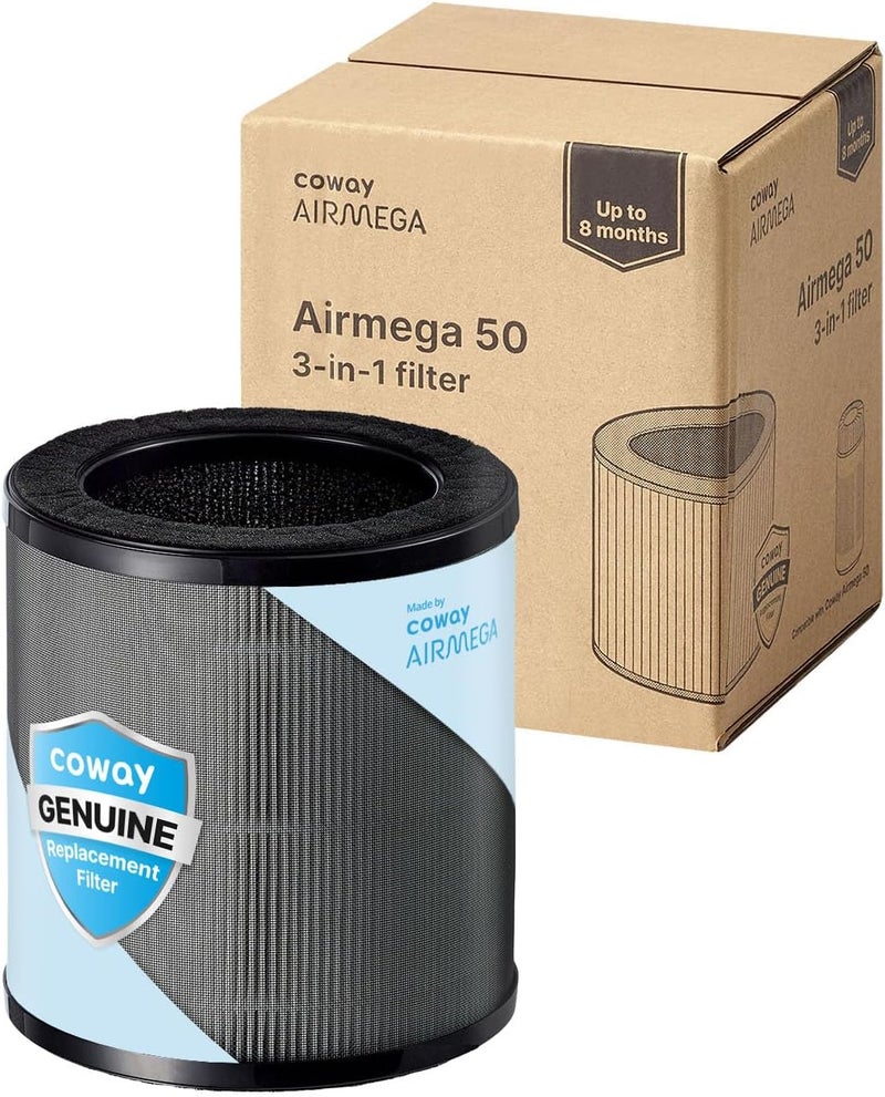 COWAY Airmega 50 Air Purifier Replacement Filter Set, High-Efficiency Genuine Particulate Filter and Deodorization Filter, 1 Pack - Image 1